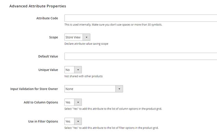 Magento 2 product attributes