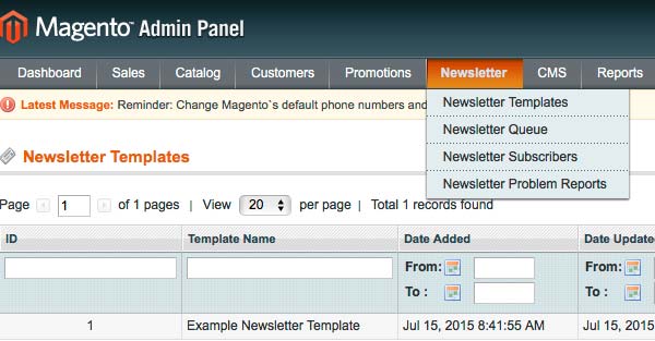 Magento newsletter template creation