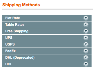 Magento shipping methods